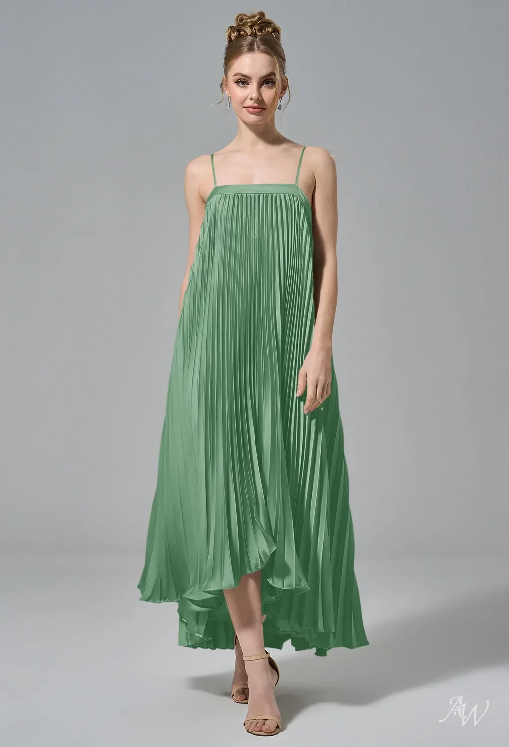 AW Daria Dress, Sand Gold Crystal Satin Satin Charmeuse Stretch